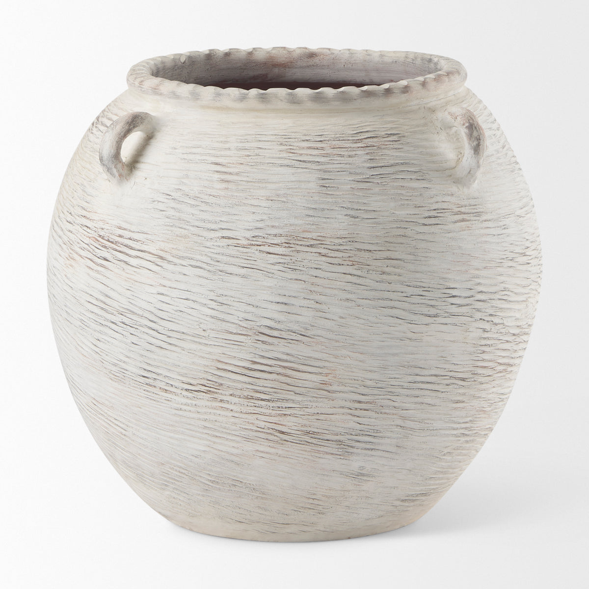 Misha 25.2L x 25.2W x 22.4H Cream Ceramic Floor Vase-Vase-DECOROLALA