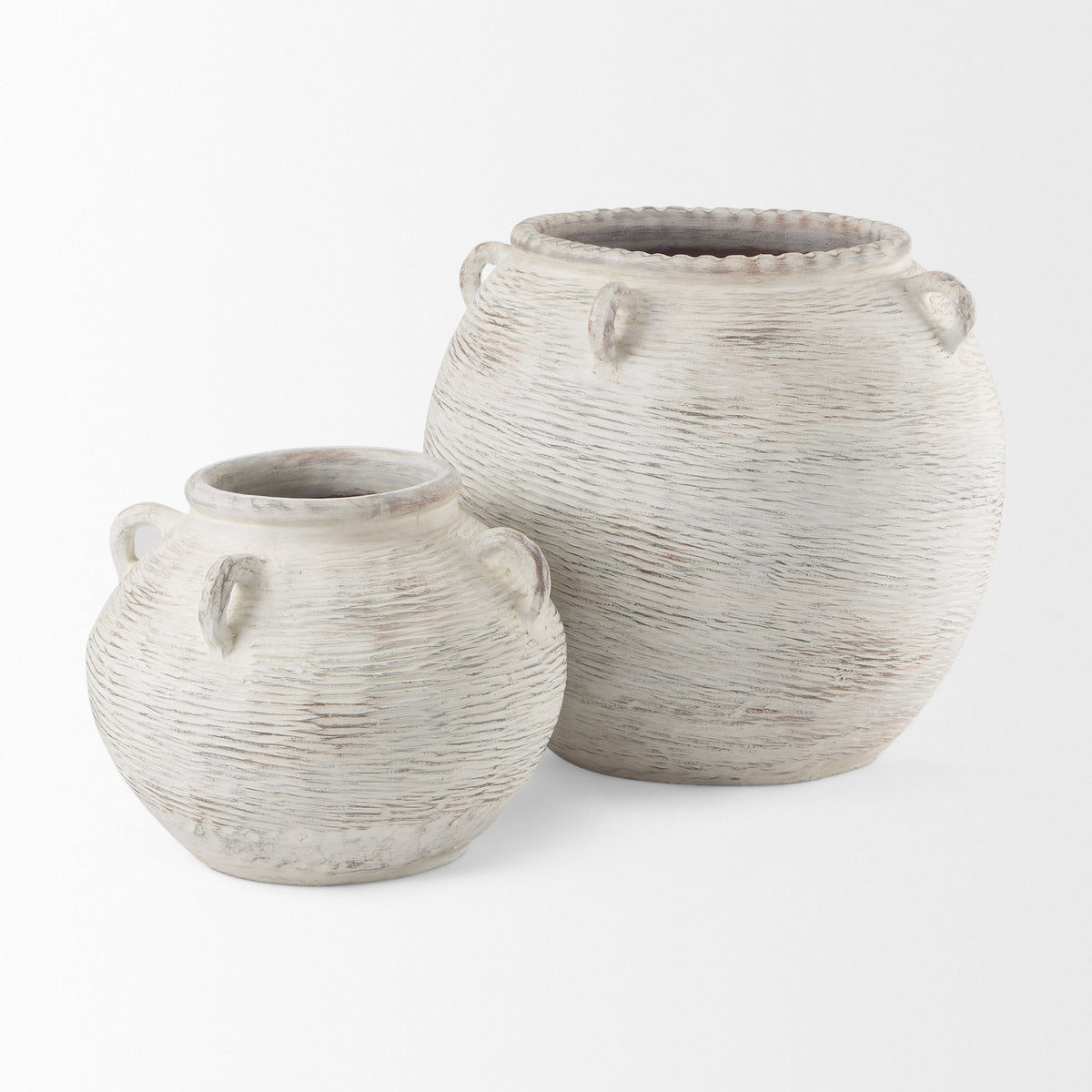 Misha 25.2L x 25.2W x 22.4H Cream Ceramic Floor Vase-Vase-DECOROLALA