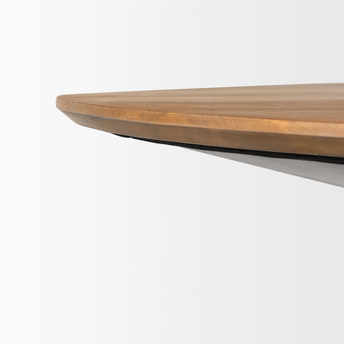 Mitchell 63"L x 63"W Pedestal Dining Table | Med Brown Wood & Black Metal | Seats 6-Dining Tables-DECOROLALA