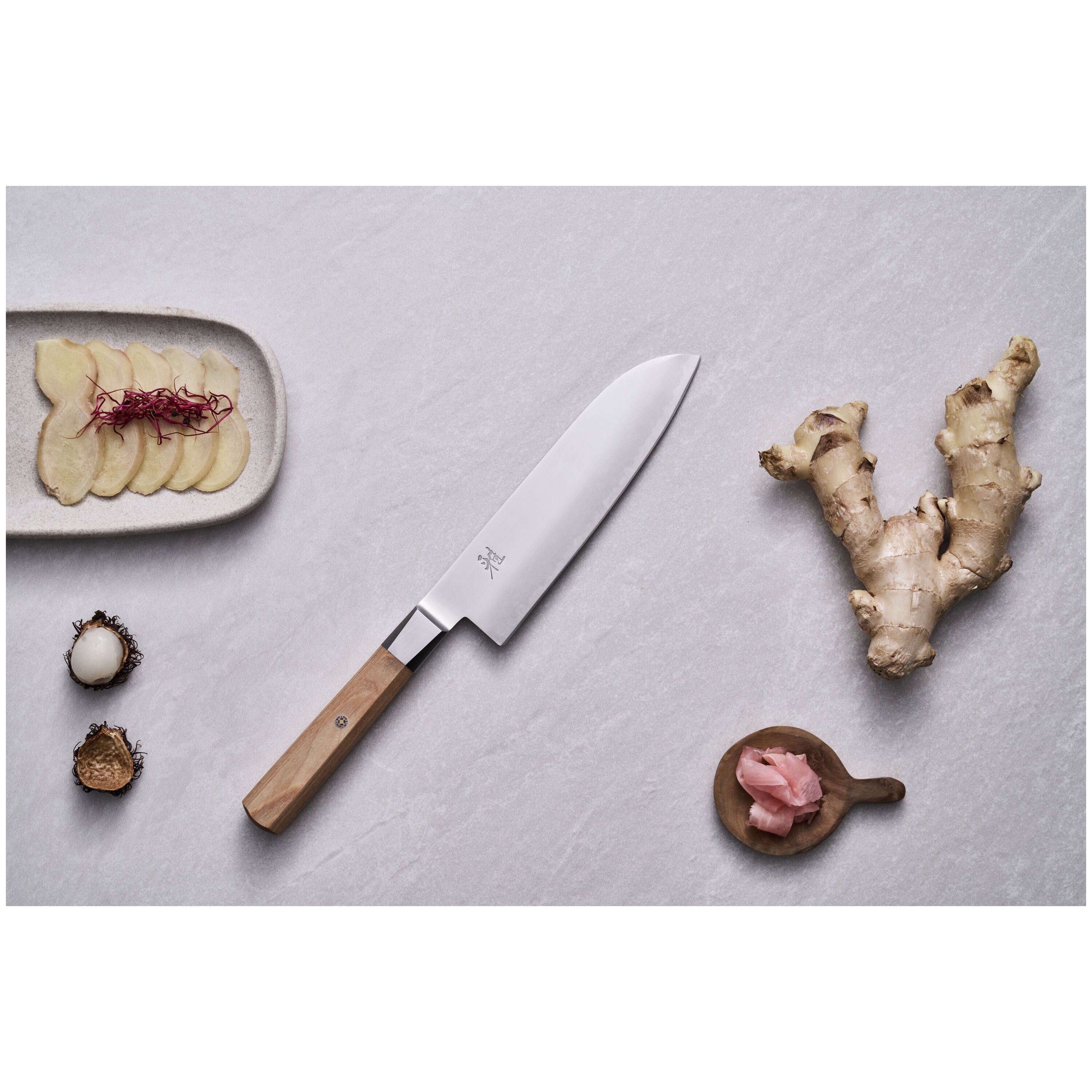 Miyabi 4000FC Santoku Knife - 7" Pakkawood Handle Beige-DECOROLALA
