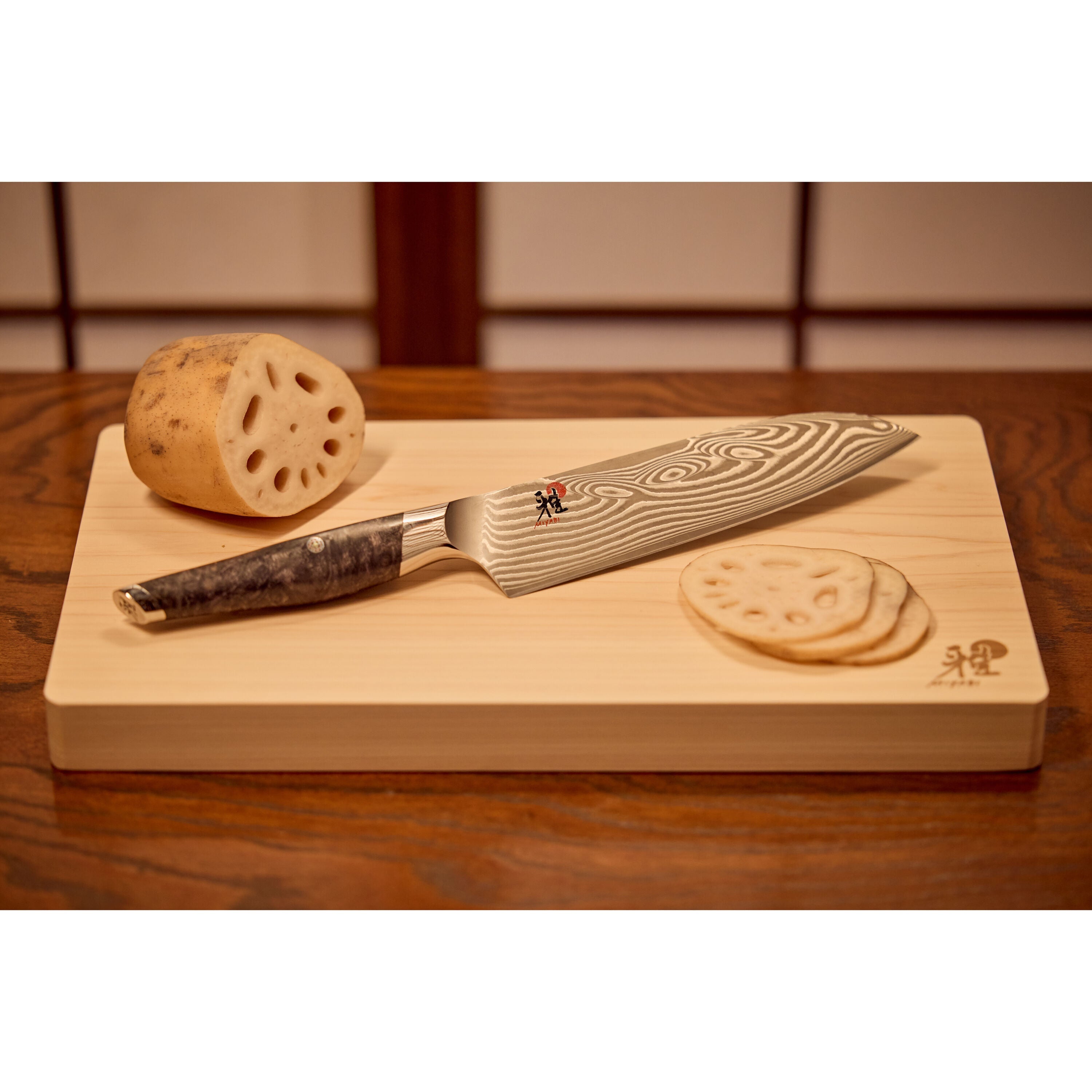 Miyabi Iki 7" Santoku Knife - Damascus Steel Maple Wood Handle-Santoku Knife-DECOROLALA