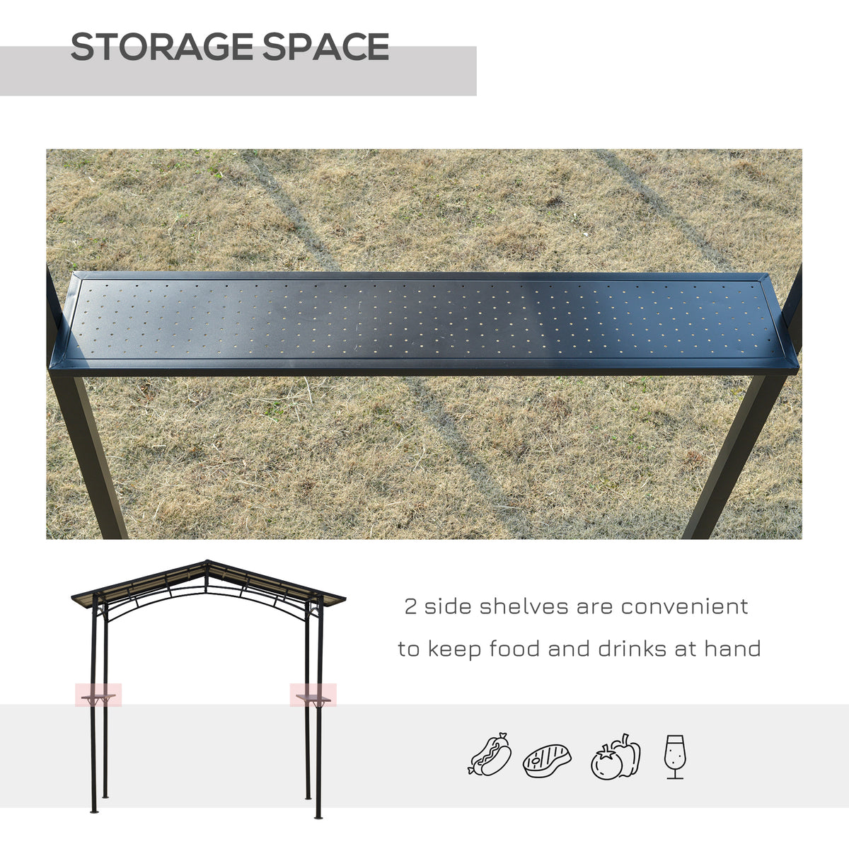8' x 5' Hardtop Grill Gazebo - Aluminum BBQ Canopy with Shelves