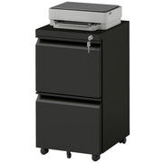 Mobile 2-Drawer Filing Cabinet with Lock, Steel, Adjustable Hanger, Black-DECOROLALA