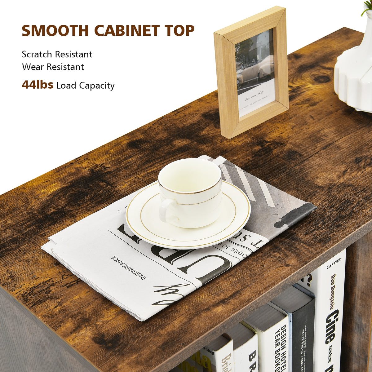 Mobile File Cabinet with Lateral Printer Stand and Storage Shelves-Brown-File Cabinets-DECOROLALA