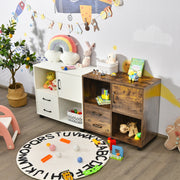 Mobile File Cabinet with Lateral Printer Stand and Storage Shelves-Brown-File Cabinets-DECOROLALA