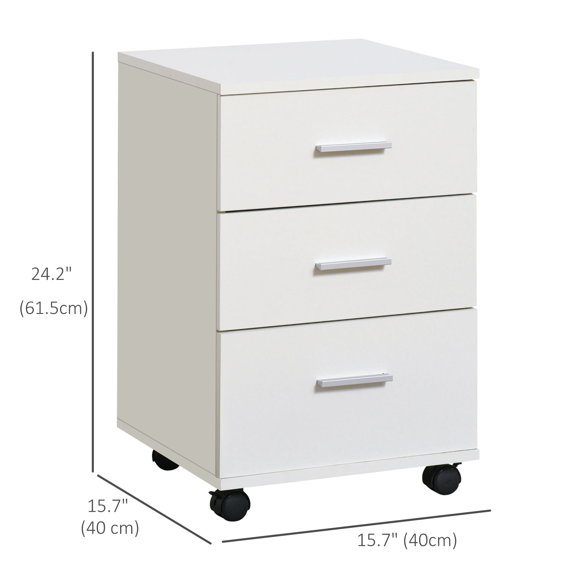 Mobile Filing Cabinet with Wheels, 3 Drawer File Cabinet with Lock and Keys for Home Office, White-Office Products > Office Furniture > Office Cabinets & Cupboards-DECOROLALA