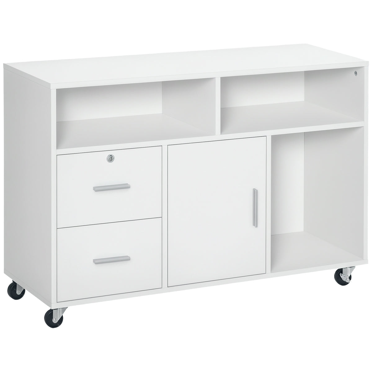 Mobile Lateral Filing Cabinet & Printer Stand - White-Office Products > Office Furniture > Office Cabinets & Cupboards-DECOROLALA
