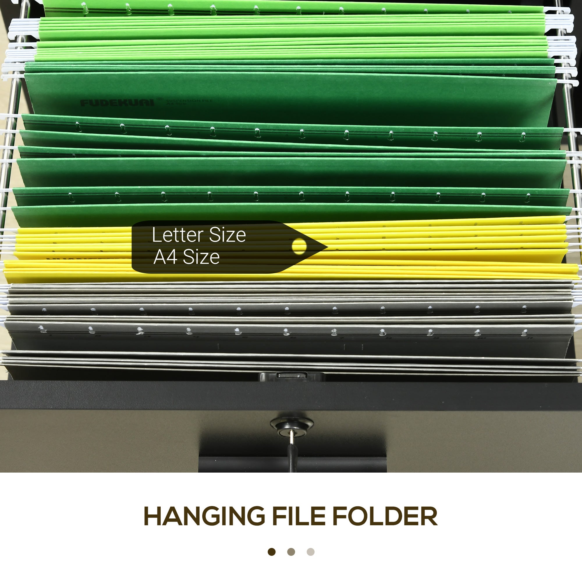 Mobile Printer Stand, Lateral File Cabinet with Lock, Filing Cabinet with Hanging Bars for Letter, A4 Size, Black-Office Products > Office Furniture > Office Cabinets & Cupboards-DECOROLALA