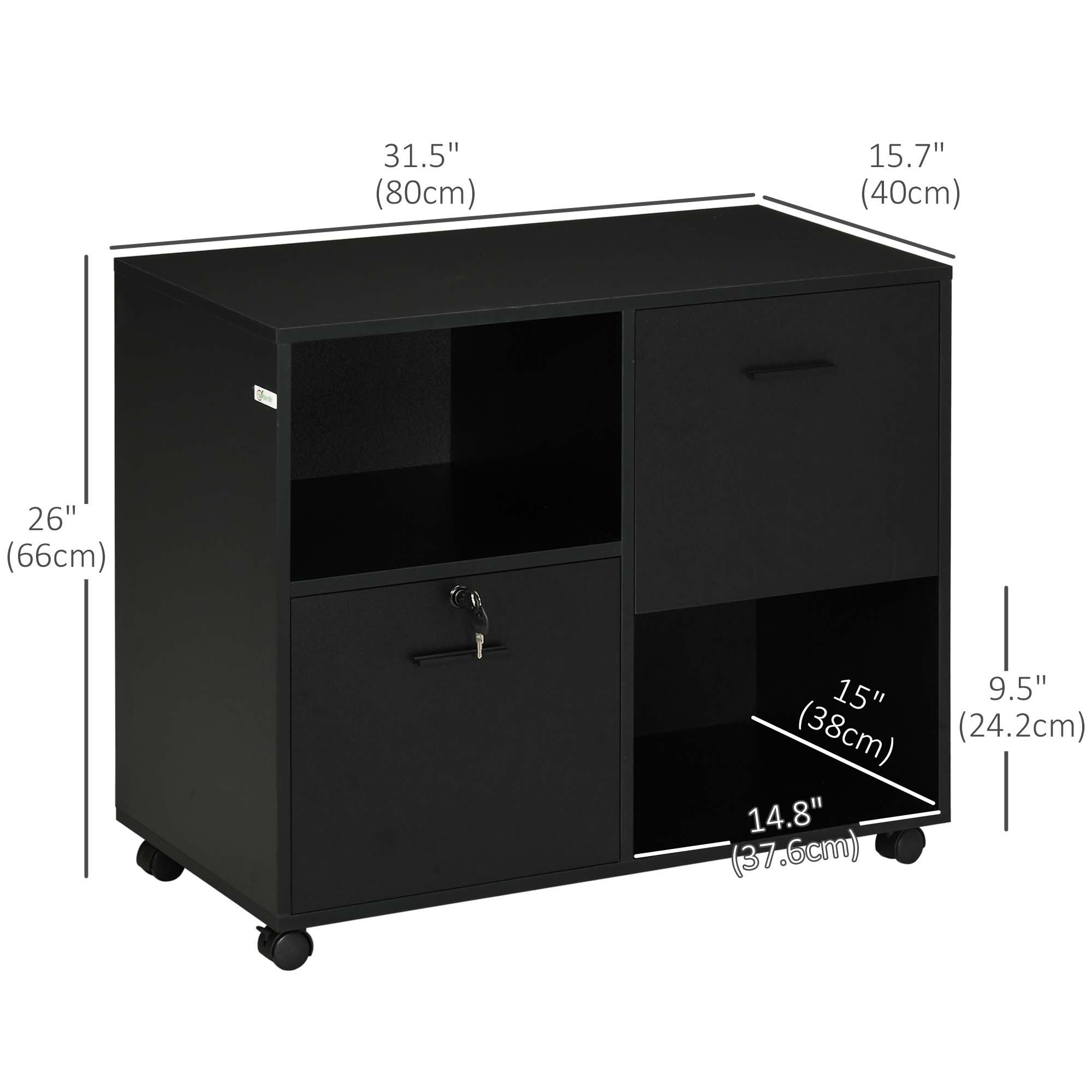 Mobile Printer Stand - Locking File Cabinet Black-Office Products > Office Furniture > Office Cabinets & Cupboards-DECOROLALA