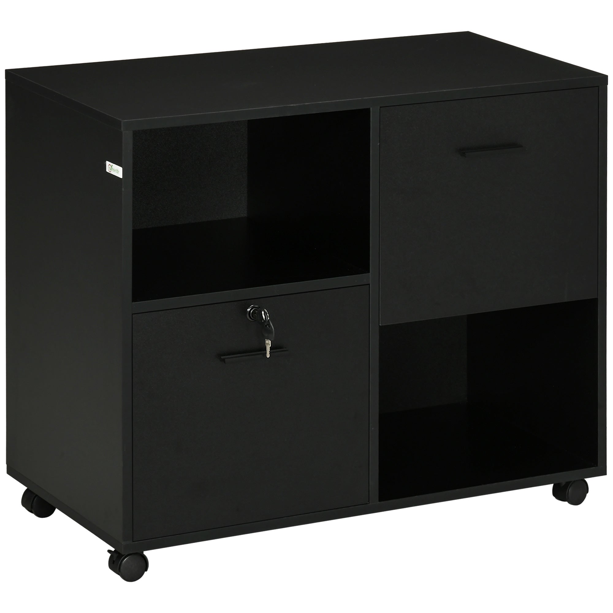 Mobile Printer Stand - Locking File Cabinet Black-Office Products > Office Furniture > Office Cabinets & Cupboards-DECOROLALA