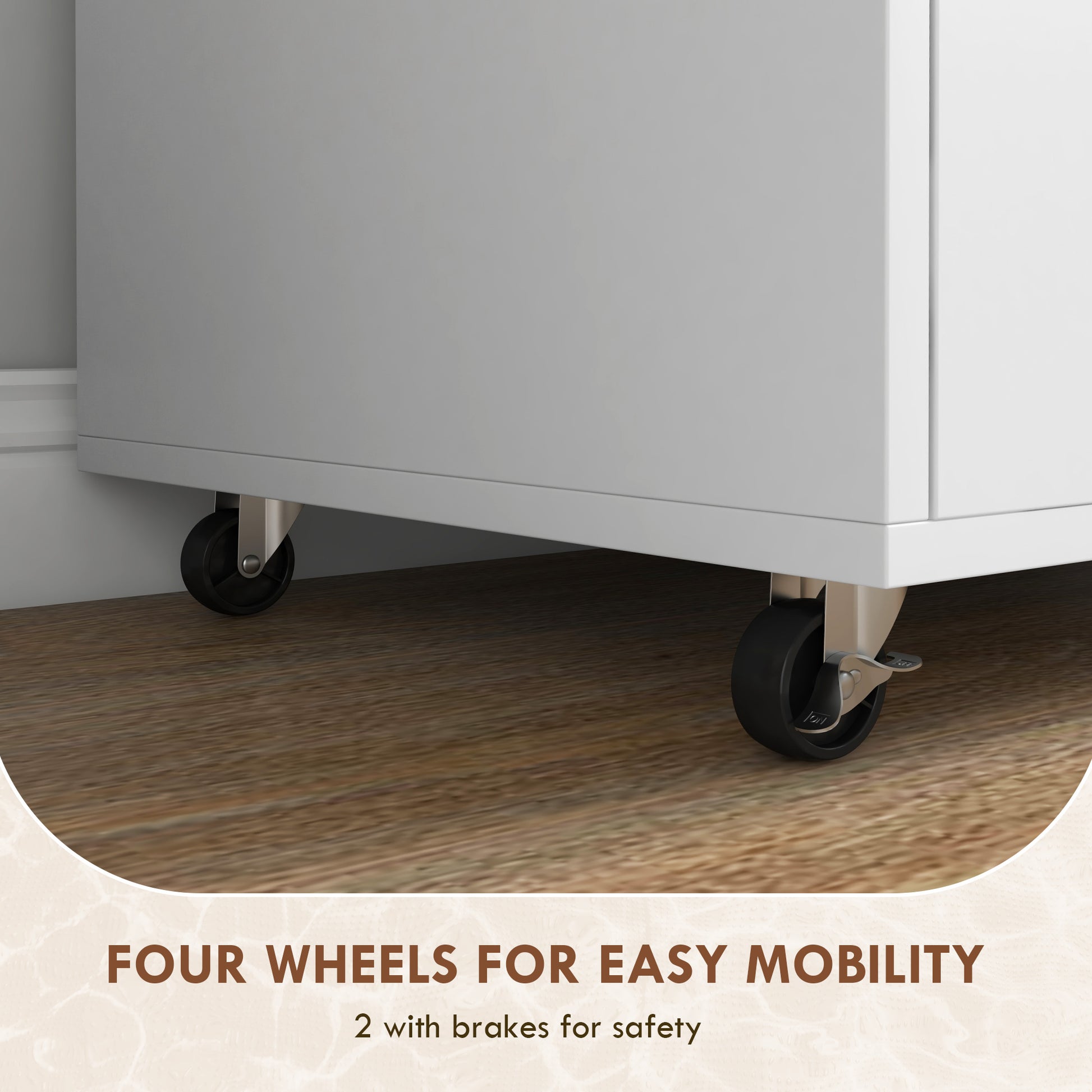 Mobile Rolling File Cabinet with Drawer - White 30"W-Office Products > Office Furniture > Office Cabinets & Cupboards-DECOROLALA