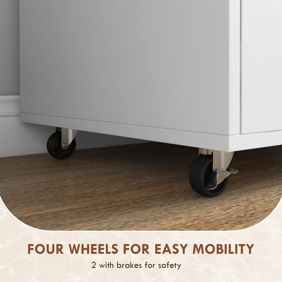 Mobile Rolling File Cabinet with Drawer - White 30"W-Office Products > Office Furniture > Office Cabinets & Cupboards-DECOROLALA
