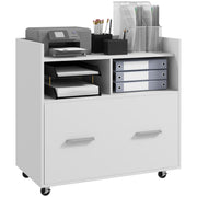 Mobile Rolling File Cabinet with Drawer - White 30"W-Office Products > Office Furniture > Office Cabinets & Cupboards-DECOROLALA