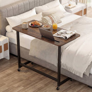 Mobile Side Table Rolling Laptop Desk Cart with Tablet Slot-Rustic Brown-End & Side Tables-DECOROLALA