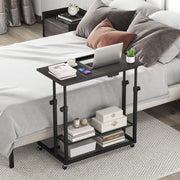 Mobile Stand up Desk Height Adjustable Standing Table with Tilting Tabletop-Oak-Standing Desks-DECOROLALA