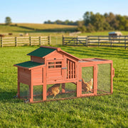 Mobile Wooden Chicken Coop with Run and Nesting Box - Orange-Small Animals-DECOROLALA