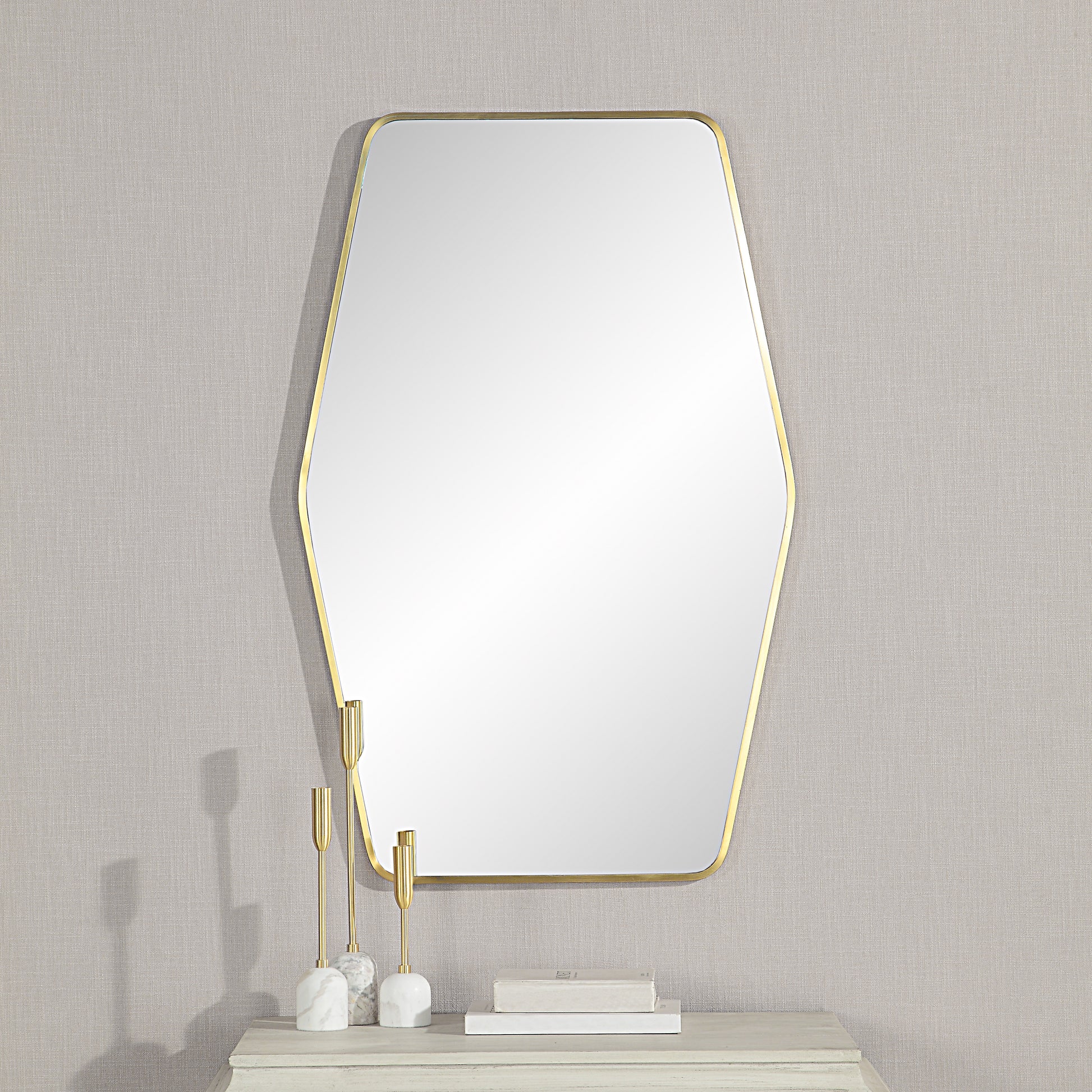 Mocha 40" Tall Rectangular Mirror, Satin Brass-Mirror-DECOROLALA