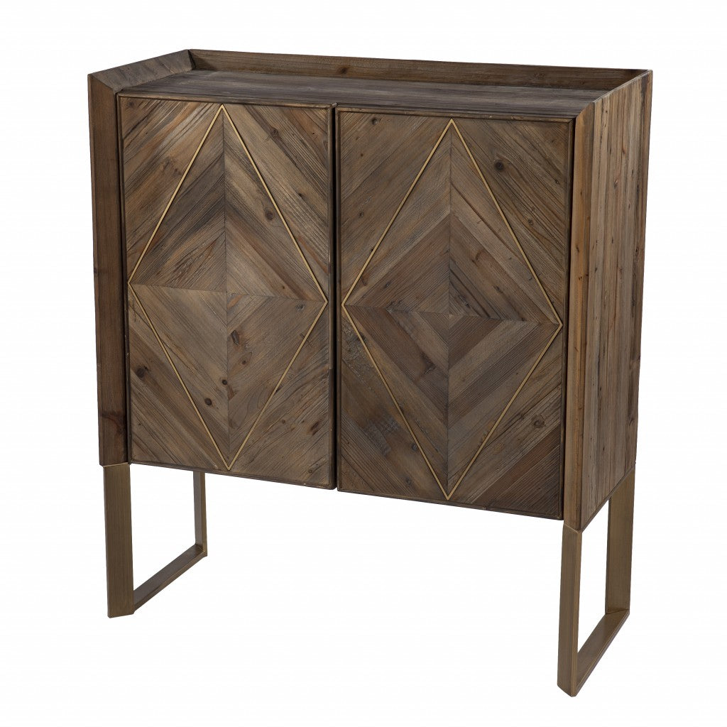 Mod Natural and Gold Reclaimed Wood Accent Cabinet-Sideboards-DECOROLALA