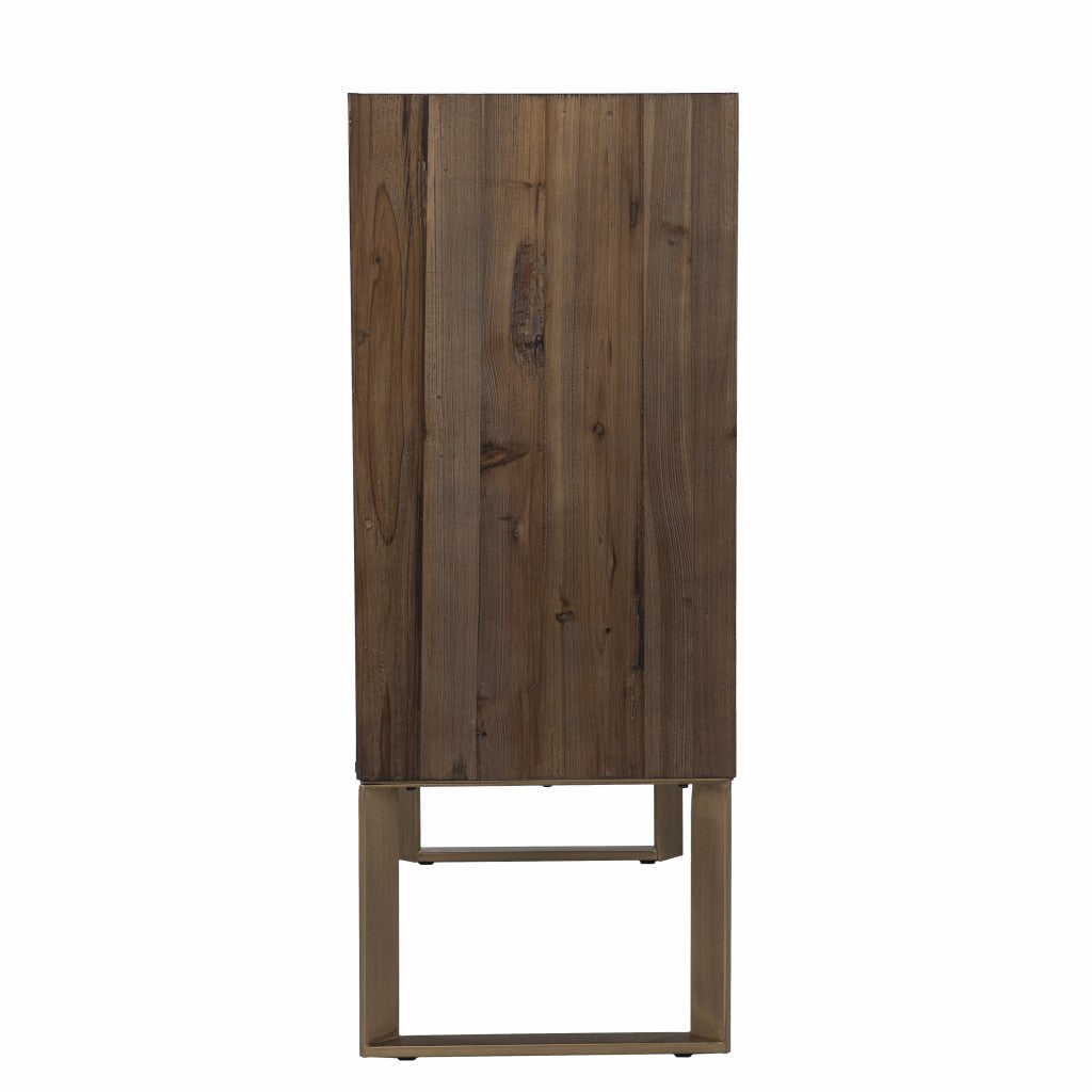Mod Natural and Gold Reclaimed Wood Accent Cabinet-Sideboards-DECOROLALA