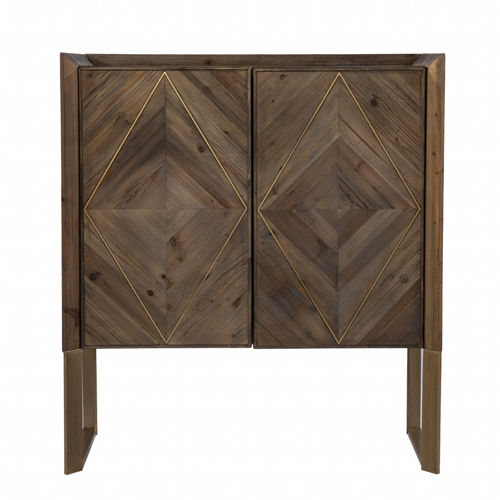 Mod Natural and Gold Reclaimed Wood Accent Cabinet-Sideboards-DECOROLALA