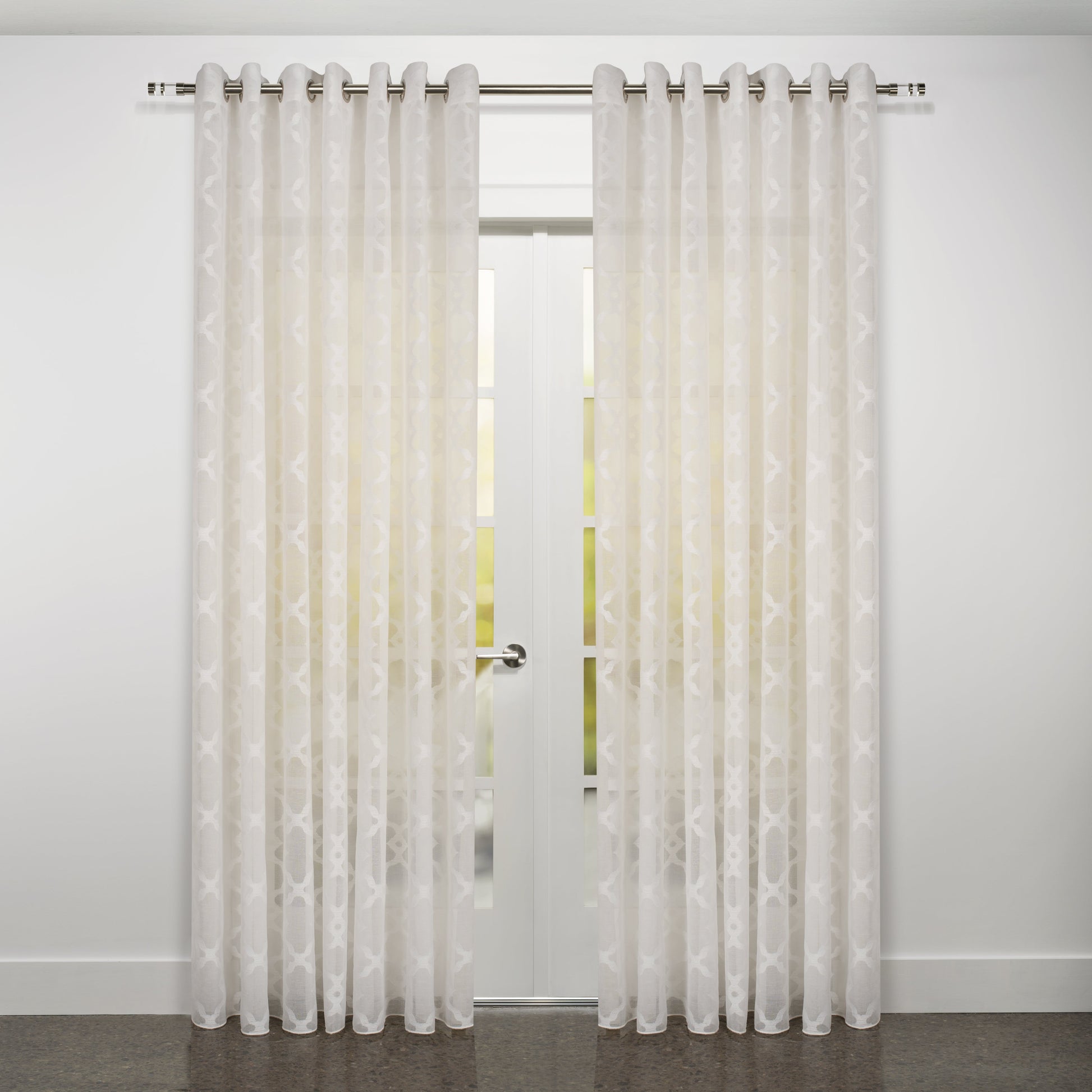 Modena Retro Jacquard Design Sheer Grommet Curtain 108" x 95"-Curtains-DECOROLALA