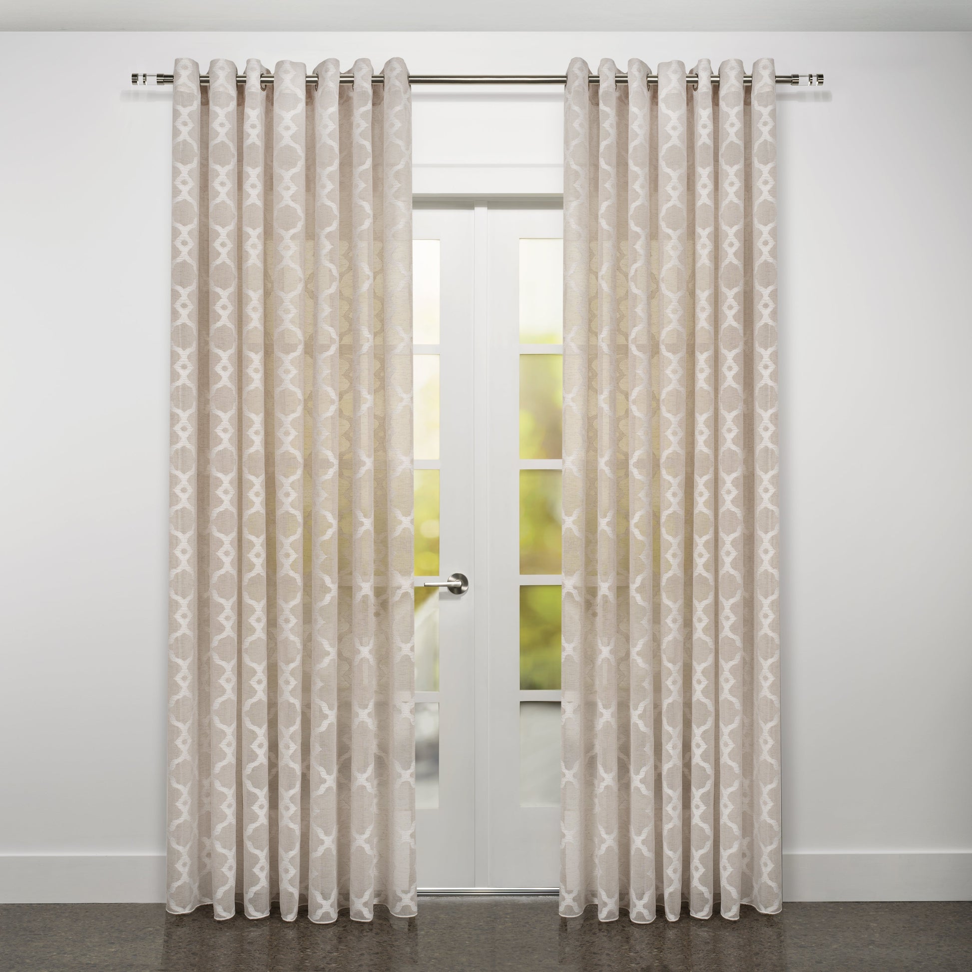 Modena Retro Jacquard Design Sheer Grommet Curtain 108" x 95"-Curtains-DECOROLALA