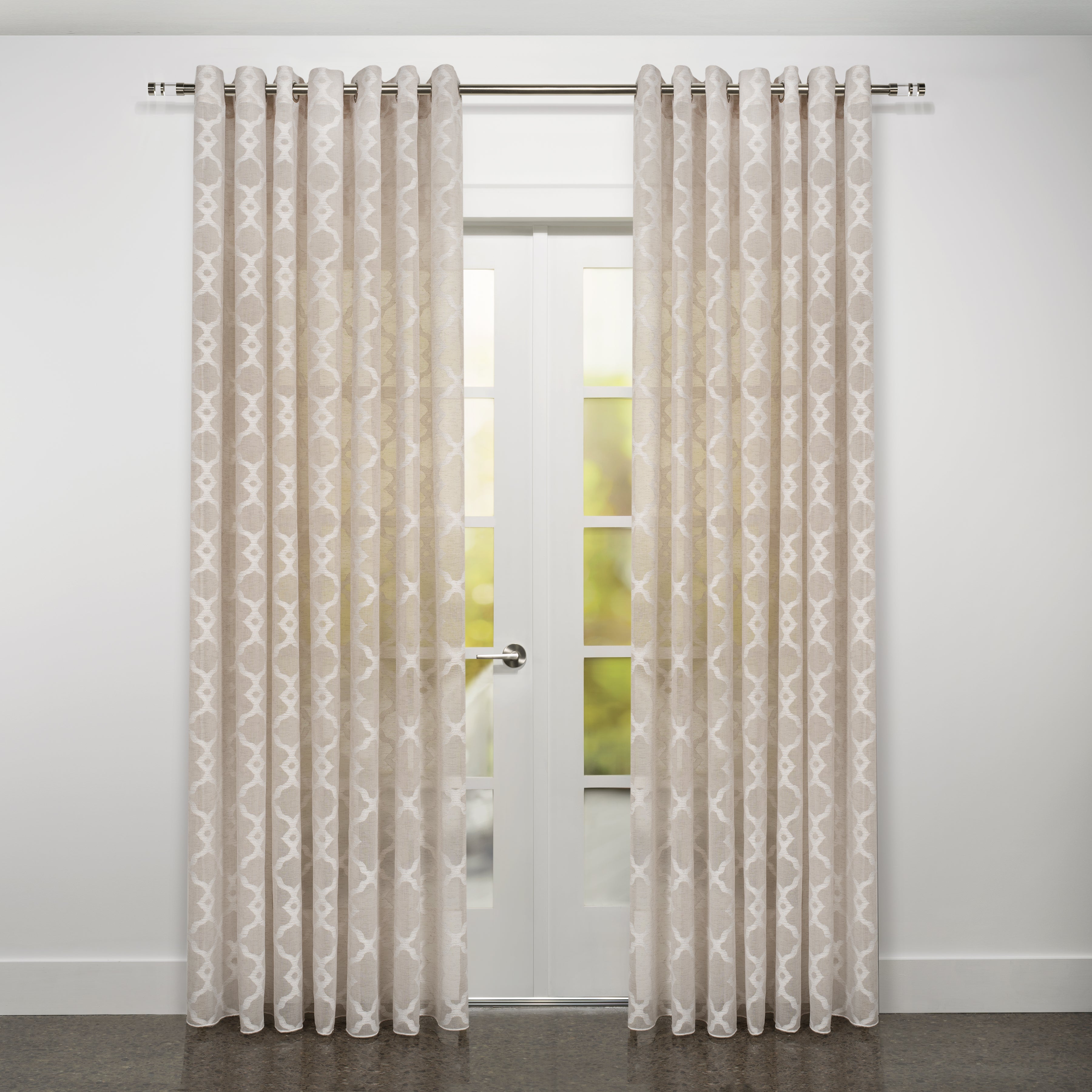 Modena Retro Jacquard Design Sheer Grommet Curtain 108" x 95"-Curtains-DECOROLALA