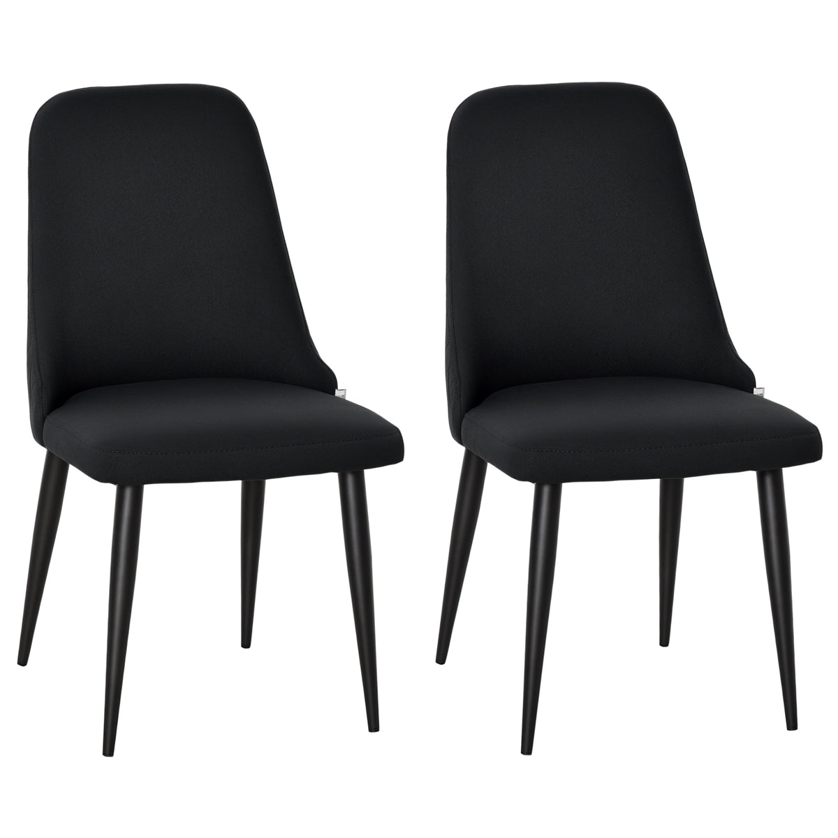 Modern 2-Piece Dining Chairs, Black Fabric Upholstered Metal Legs Set-Dining Chairs-DECOROLALA
