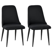 Modern 2-Piece Dining Chairs, Black Fabric Upholstered Metal Legs Set-DECOROLALA