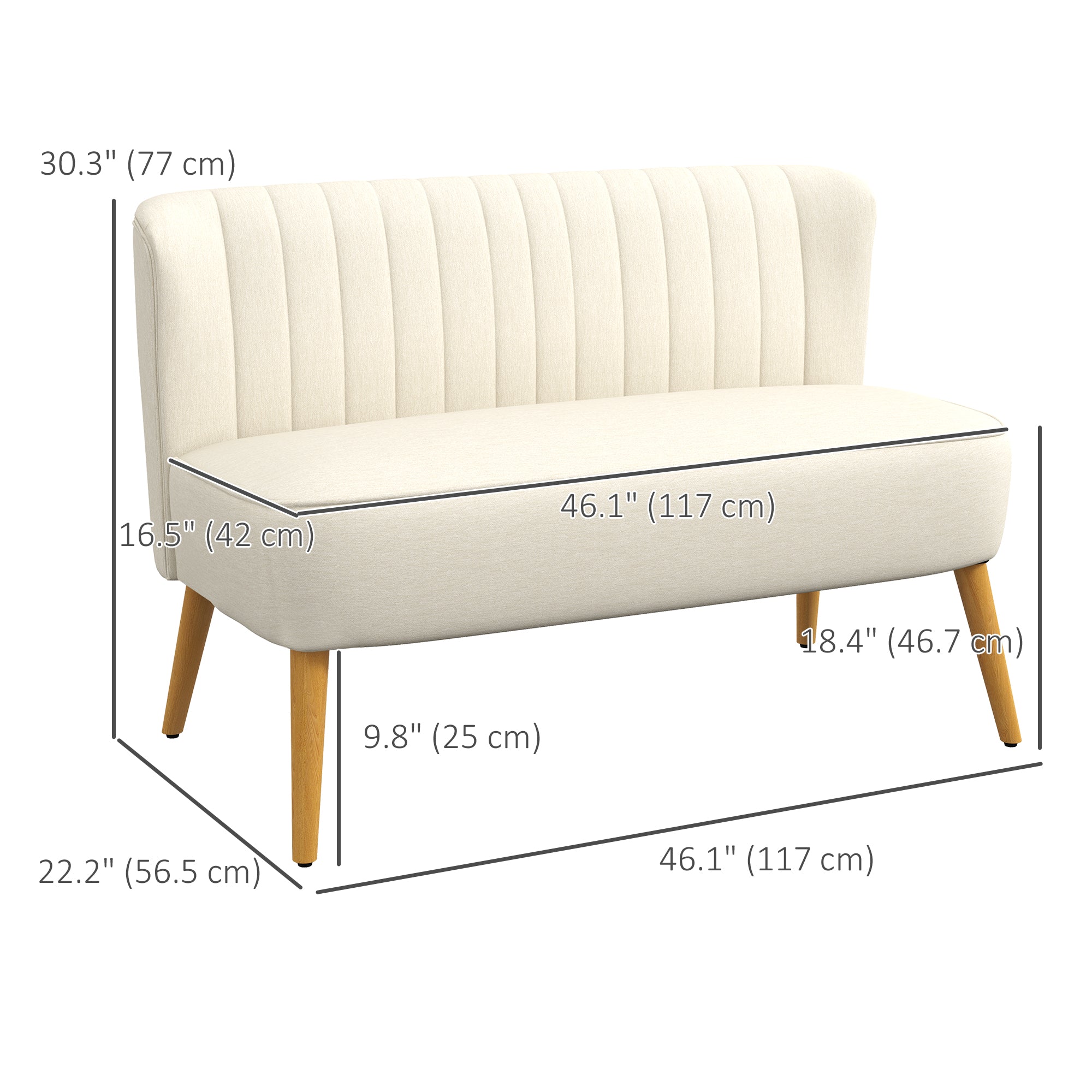 Modern 2 Seat Loveseat Sofa - Cream White Linen-DECOROLALA