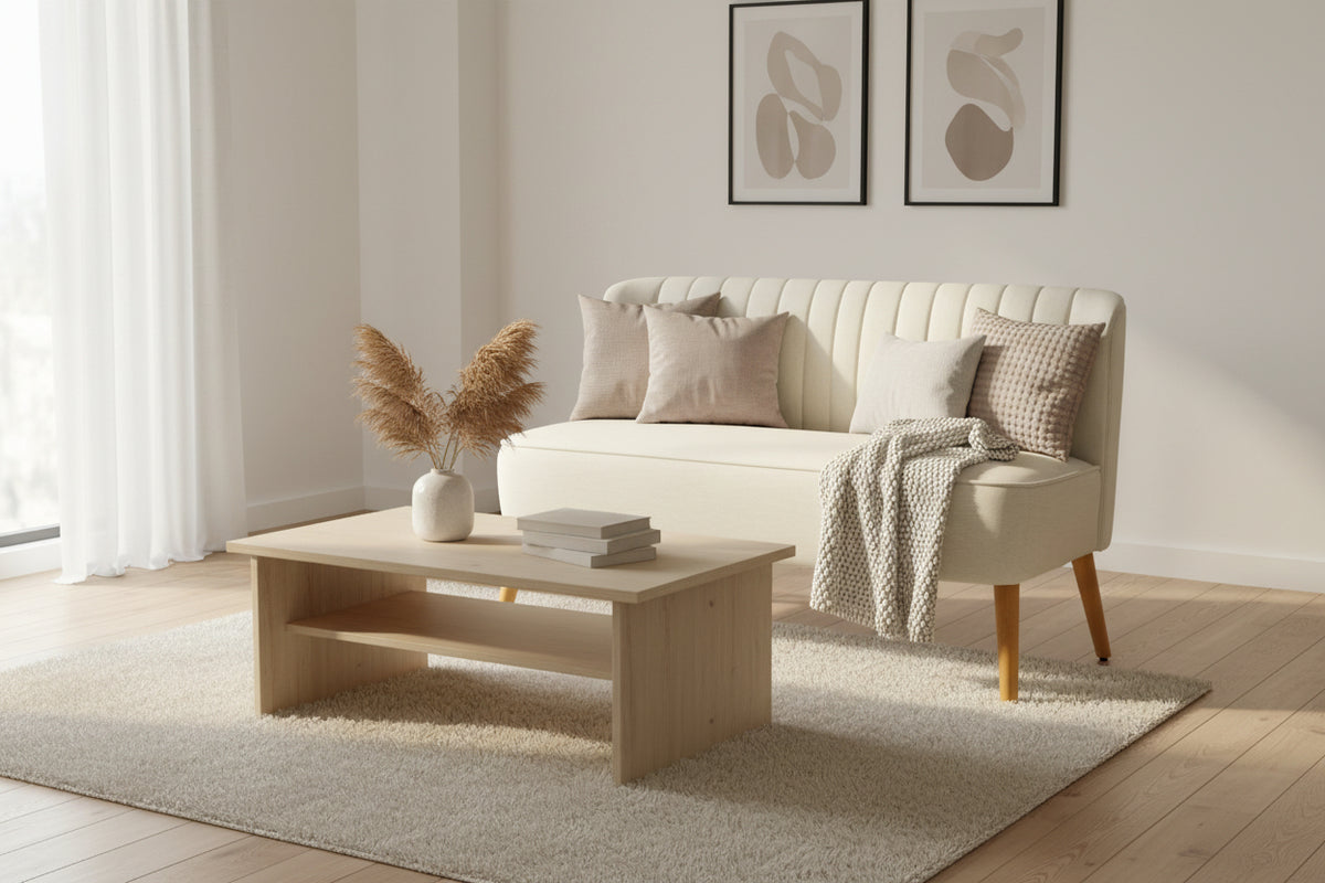 Modern 2 Seat Loveseat Sofa - Cream White Linen-DECOROLALA