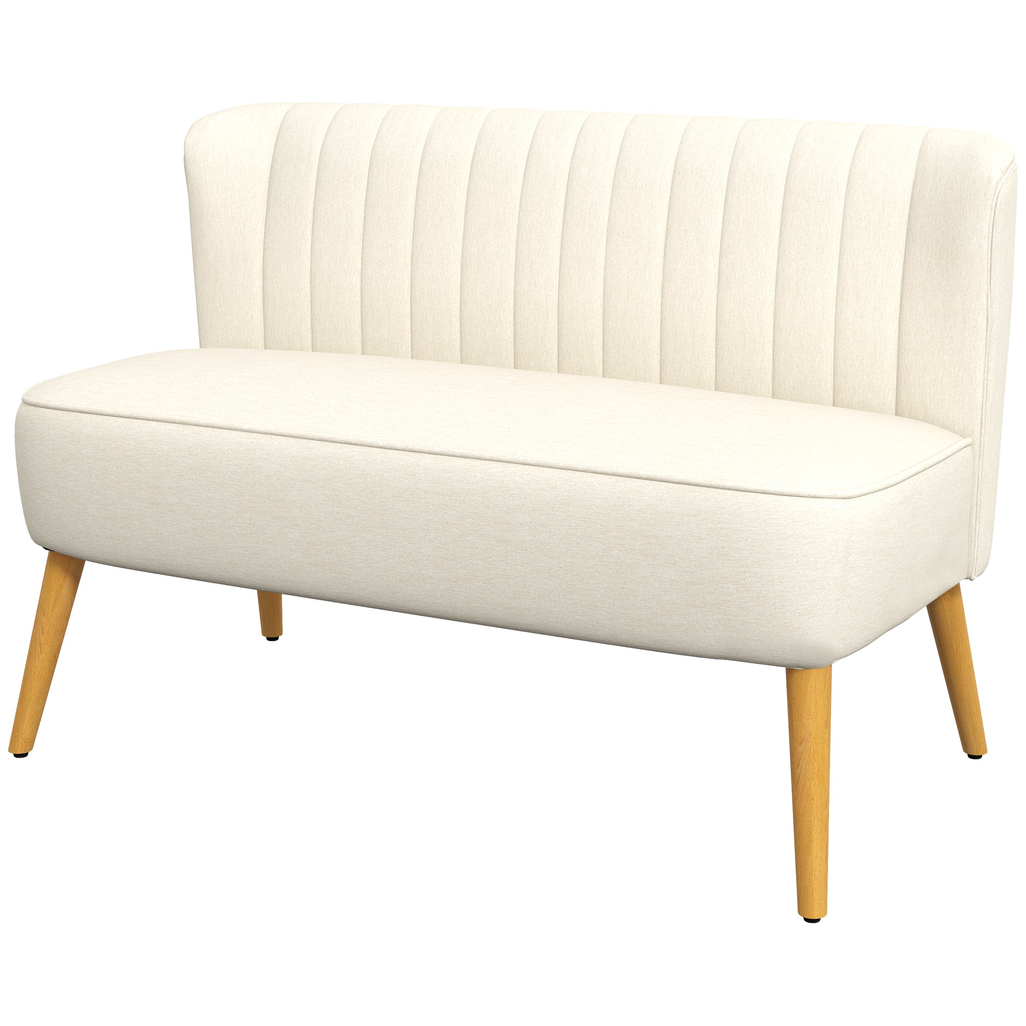 Modern 2 Seat Loveseat Sofa - Cream White Linen-DECOROLALA