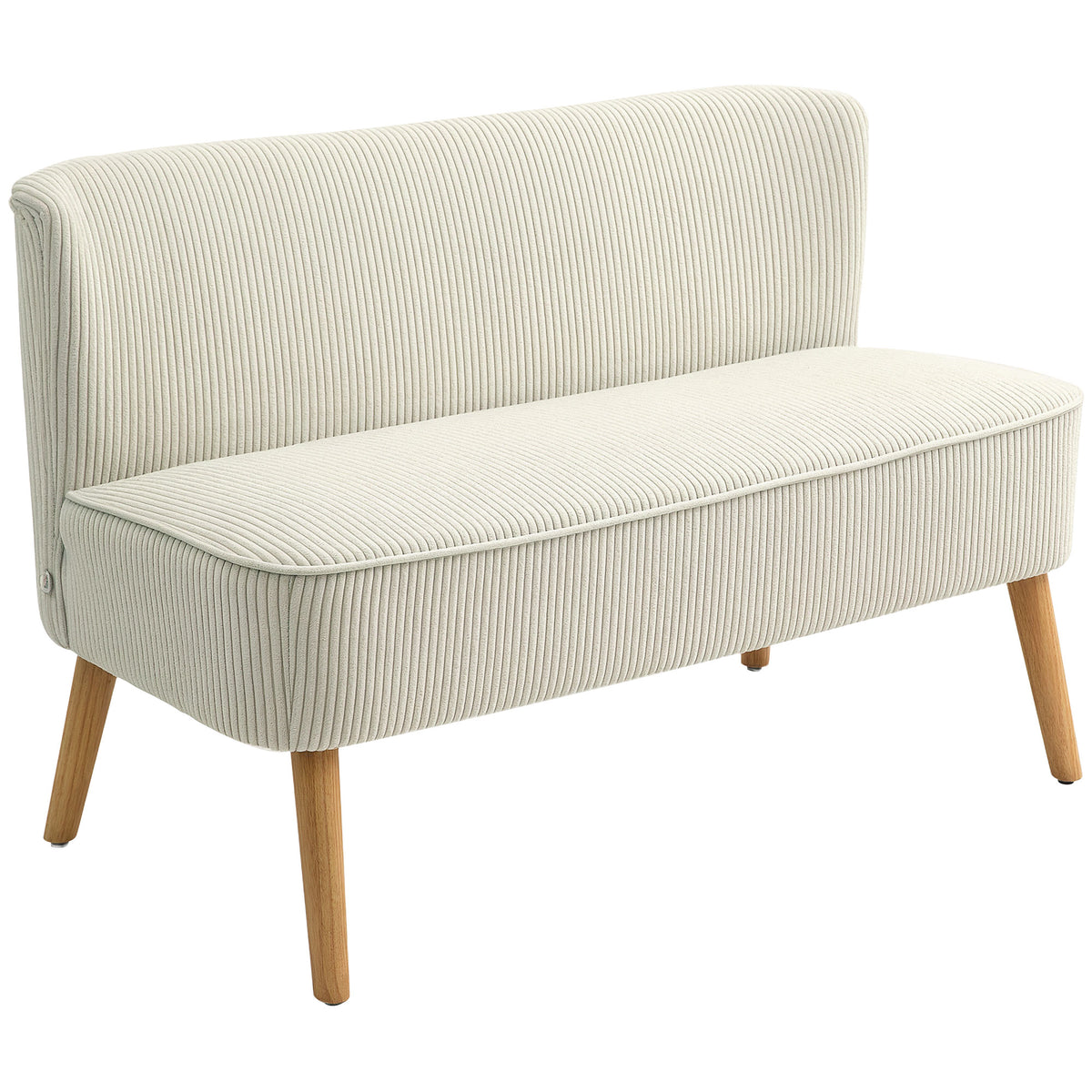 Modern 2 Seater Sofa Corduroy - Cream White 46"W-DECOROLALA