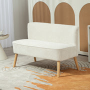 Modern 2 Seater Sofa Corduroy - Cream White 46"W-DECOROLALA
