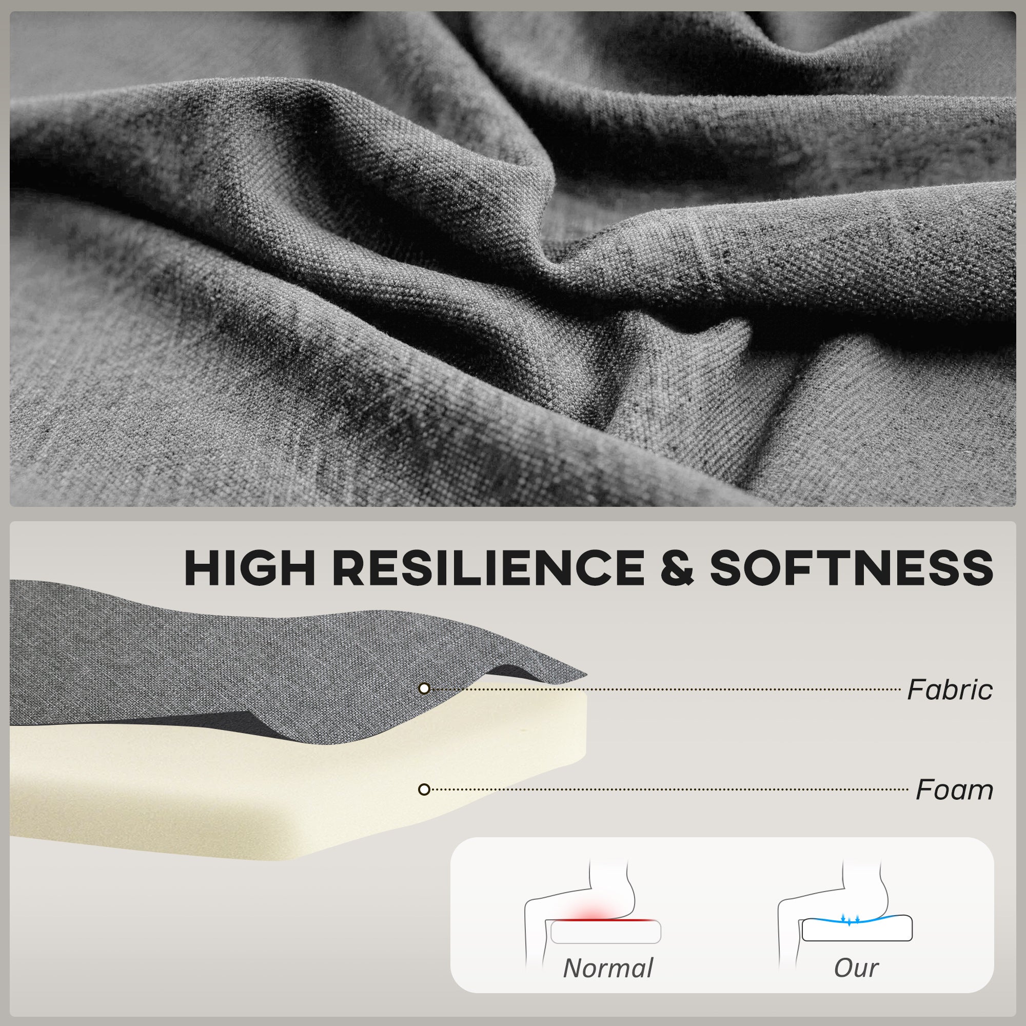 Modern 2 Seater Sofa Grey Linen - 46.1"W-DECOROLALA