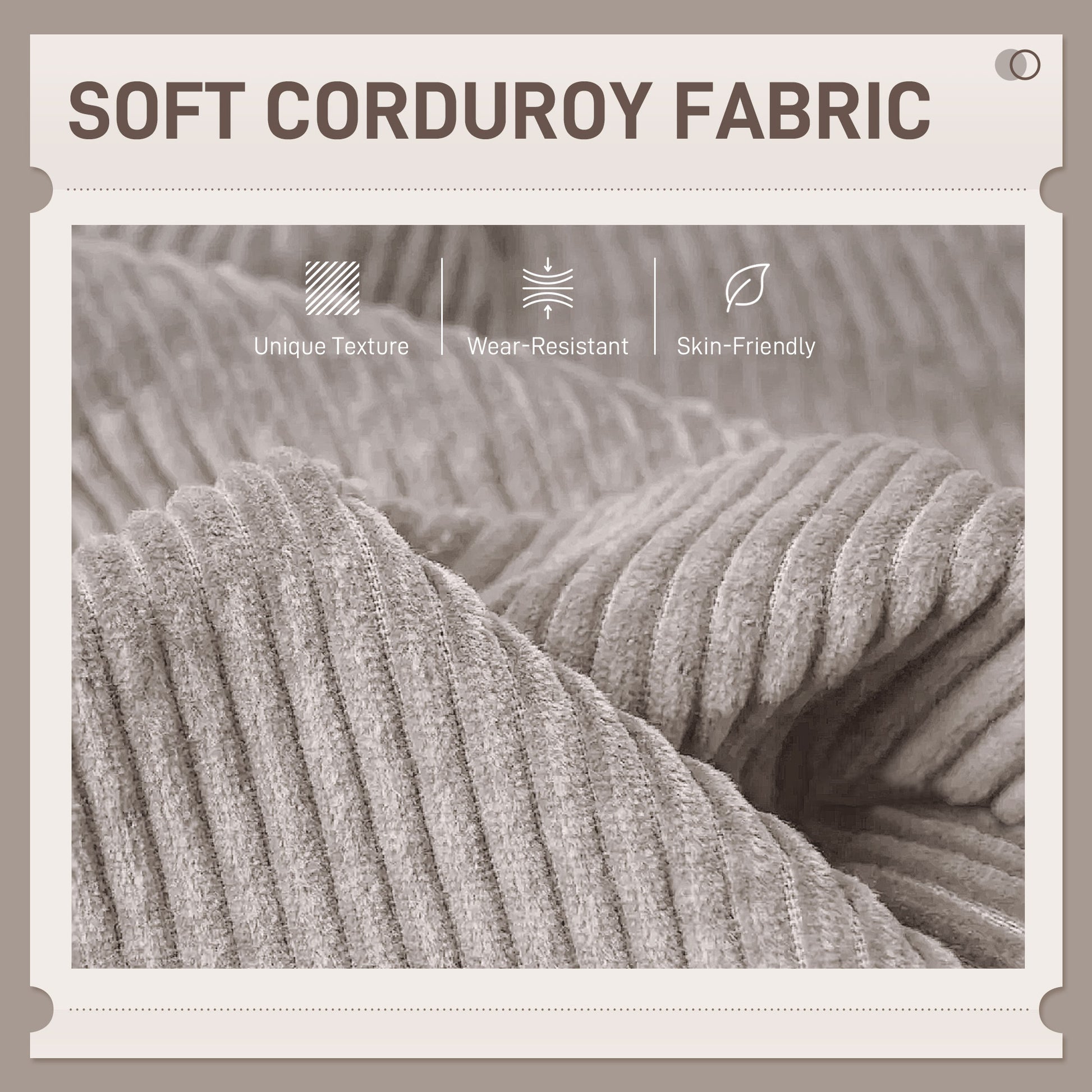 Modern 3 Seater Couch, Grey Corduroy Sofa with Rubberwood Legs & Extra-Wide Seat-DECOROLALA