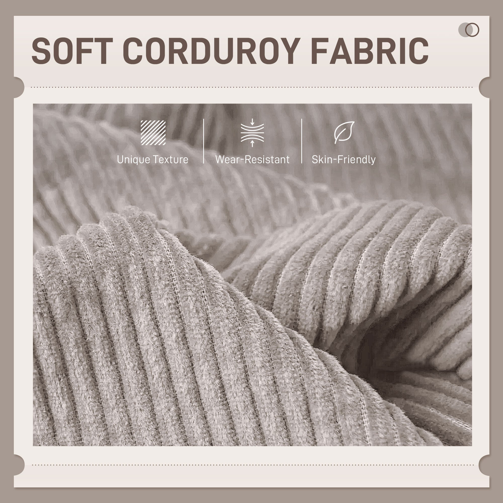 Modern 3 Seater Couch, Grey Corduroy Sofa with Rubberwood Legs & Extra-Wide Seat-DECOROLALA