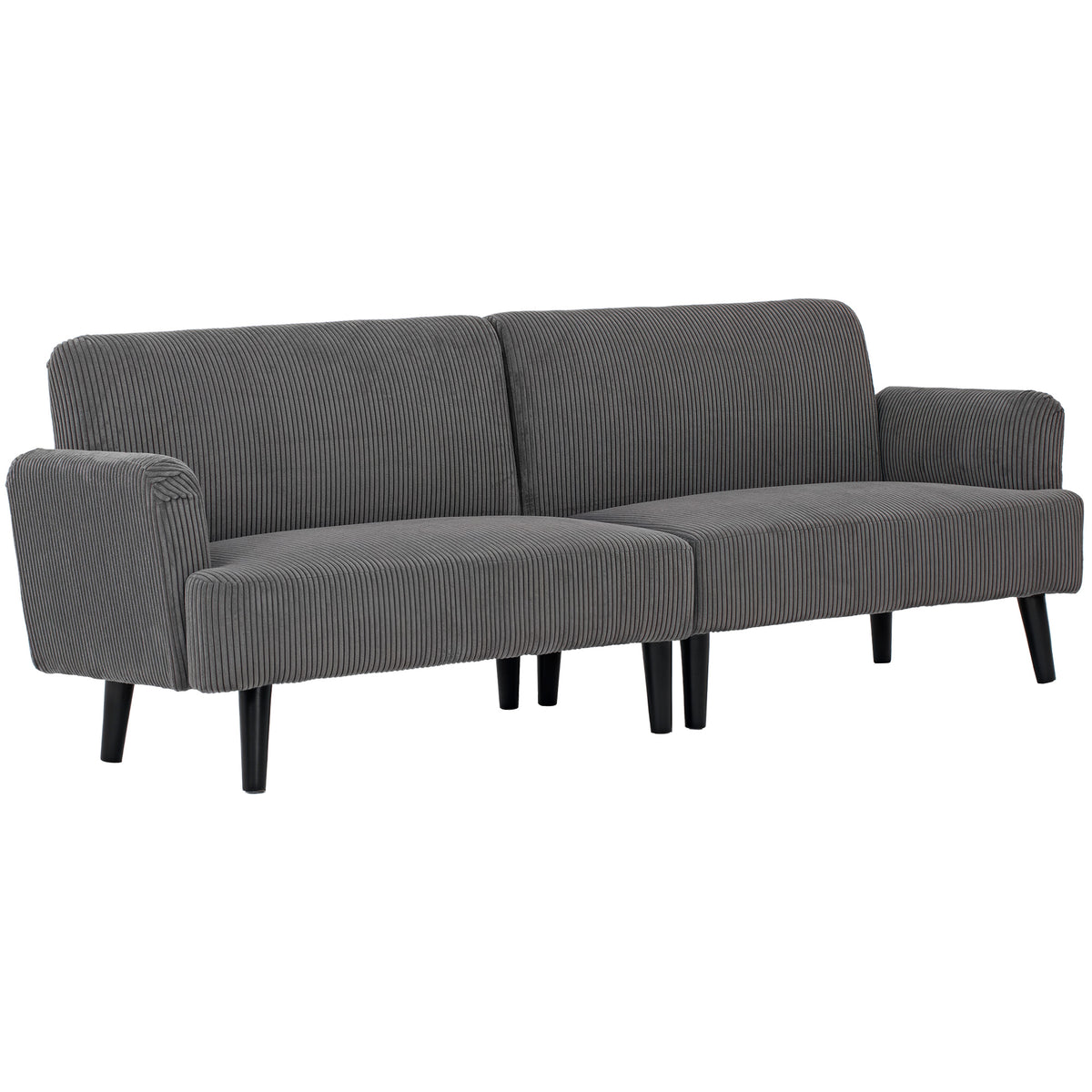 Modern 3 Seater Couch, Grey Corduroy Sofa with Rubberwood Legs & Extra-Wide Seat-DECOROLALA