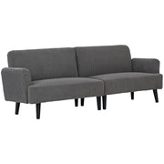 Modern 3 Seater Couch, Grey Corduroy Sofa with Rubberwood Legs & Extra-Wide Seat-DECOROLALA