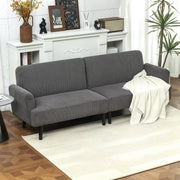 Modern 3 Seater Couch, Grey Corduroy Sofa with Rubberwood Legs & Extra-Wide Seat-DECOROLALA