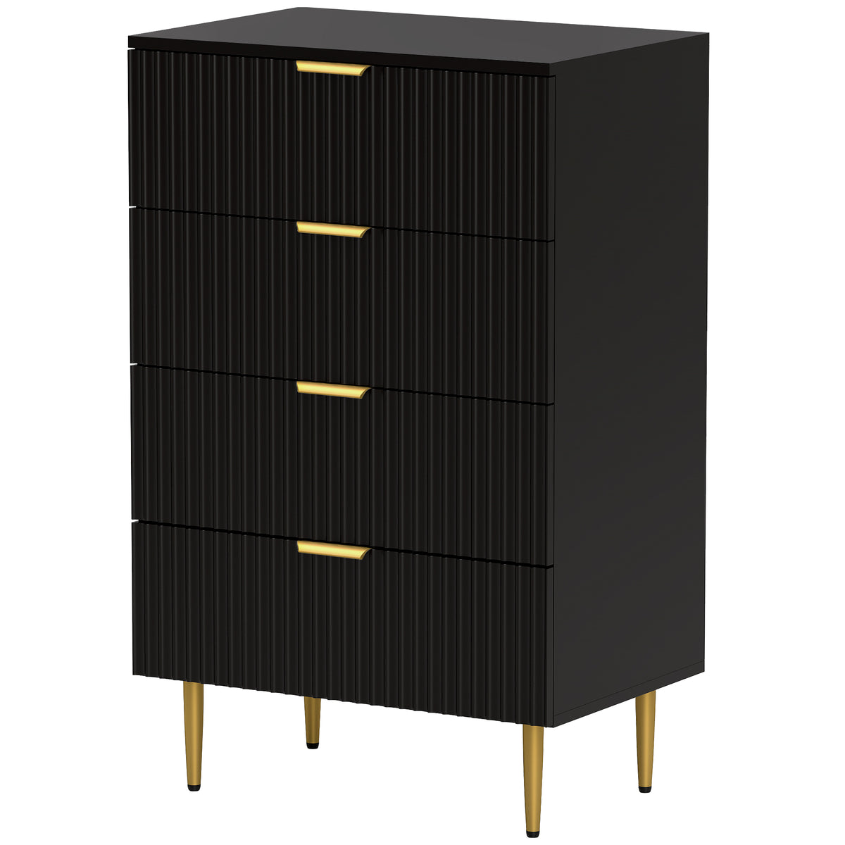 Modern 4 Drawer Chest of Drawers - Black with Gold Legs-Dressers & Chests-DECOROLALA