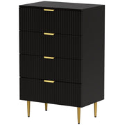 Modern 4 Drawer Chest of Drawers - Black with Gold Legs-DECOROLALA