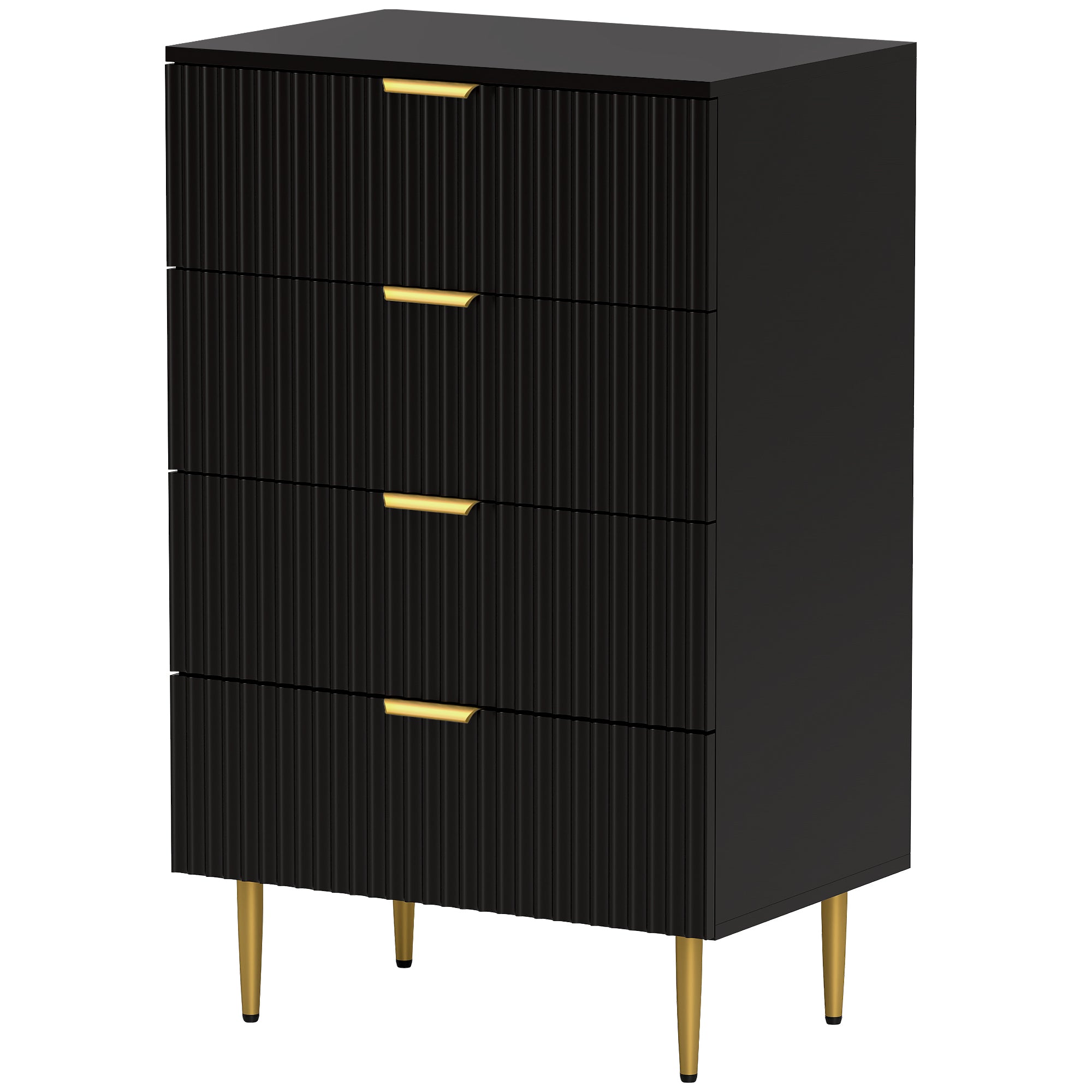 Modern 4 Drawer Chest of Drawers - Black with Gold Legs-DECOROLALA