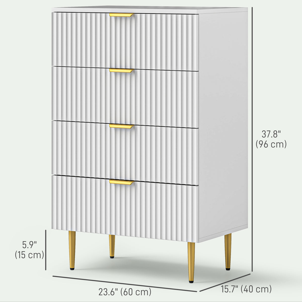 Modern 4 Drawer Chest of Drawers - White with Gold Legs-Dressers & Chests-DECOROLALA