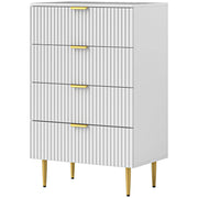 Modern 4 Drawer Chest of Drawers - White with Gold Legs-DECOROLALA