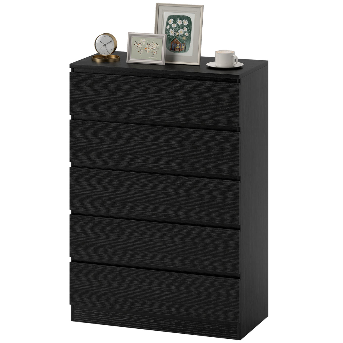 Modern 5-Drawer Dresser - Black Handle-free MDF Chest-Dressers & Chests-DECOROLALA