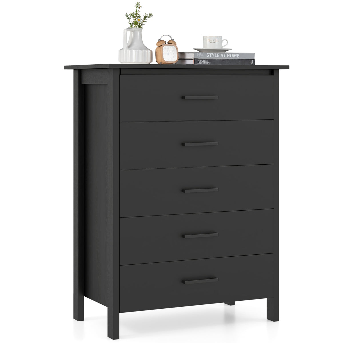 5-Drawer Chest Dresser - Black (min order qty 2)-Dressers & Chests-DECOROLALA