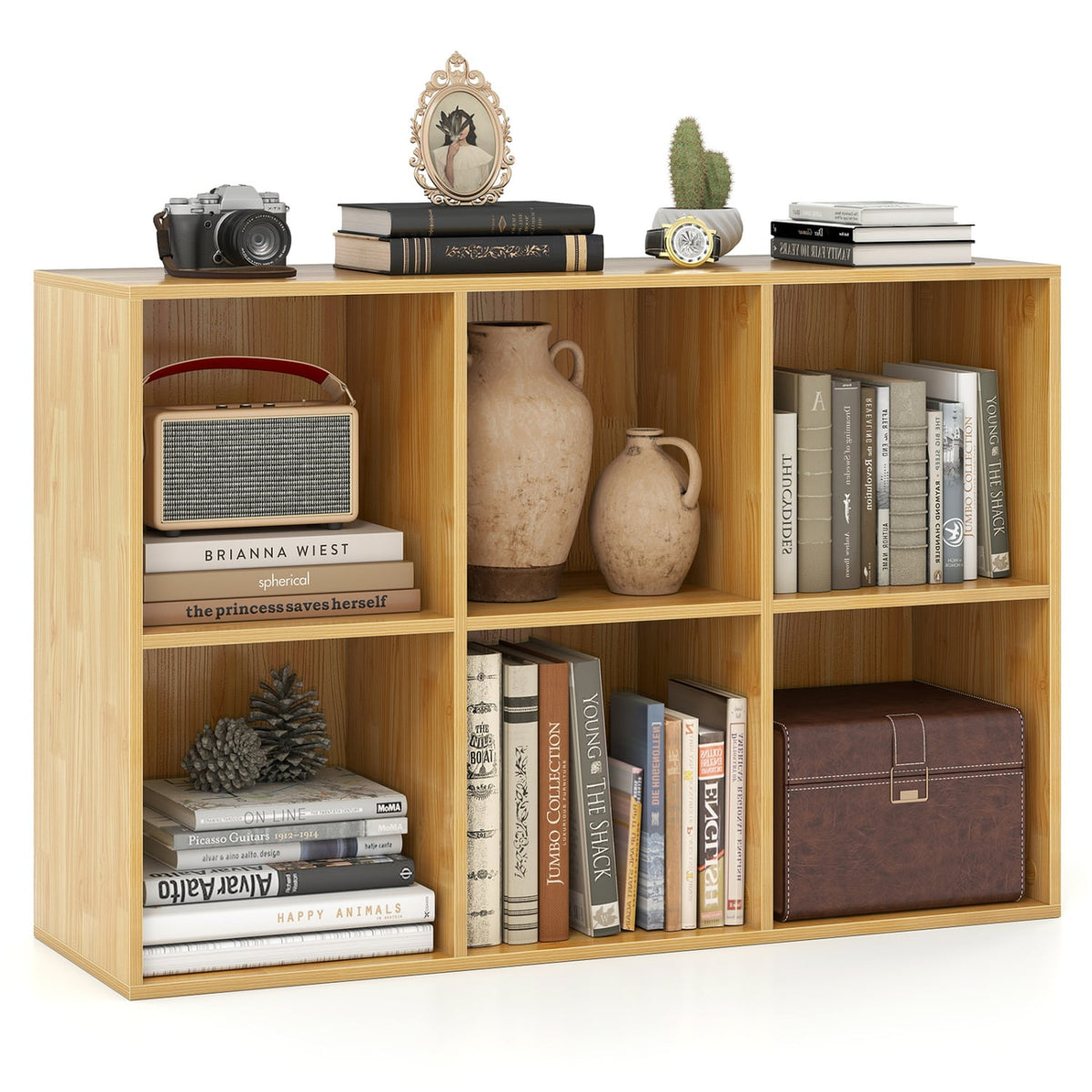 Modern 6-Cube Bookcase with Anti-tipping Kits for Bedroom Living Room-Burlywood-Bookcases-DECOROLALA
