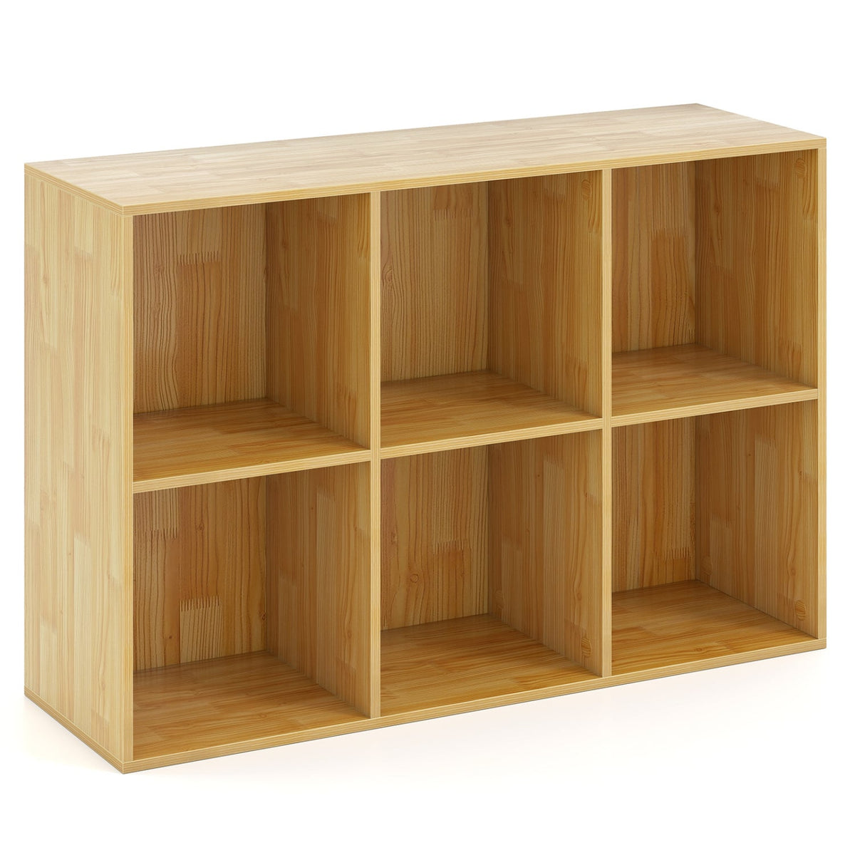 Modern 6-Cube Bookcase with Anti-tipping Kits for Bedroom Living Room-Burlywood-Bookcases-DECOROLALA