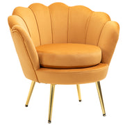 Modern Accent Chair Yellow Velvet-Touch Gold Legs-DECOROLALA